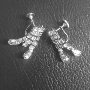 Vintage silver and cz screw back earrings